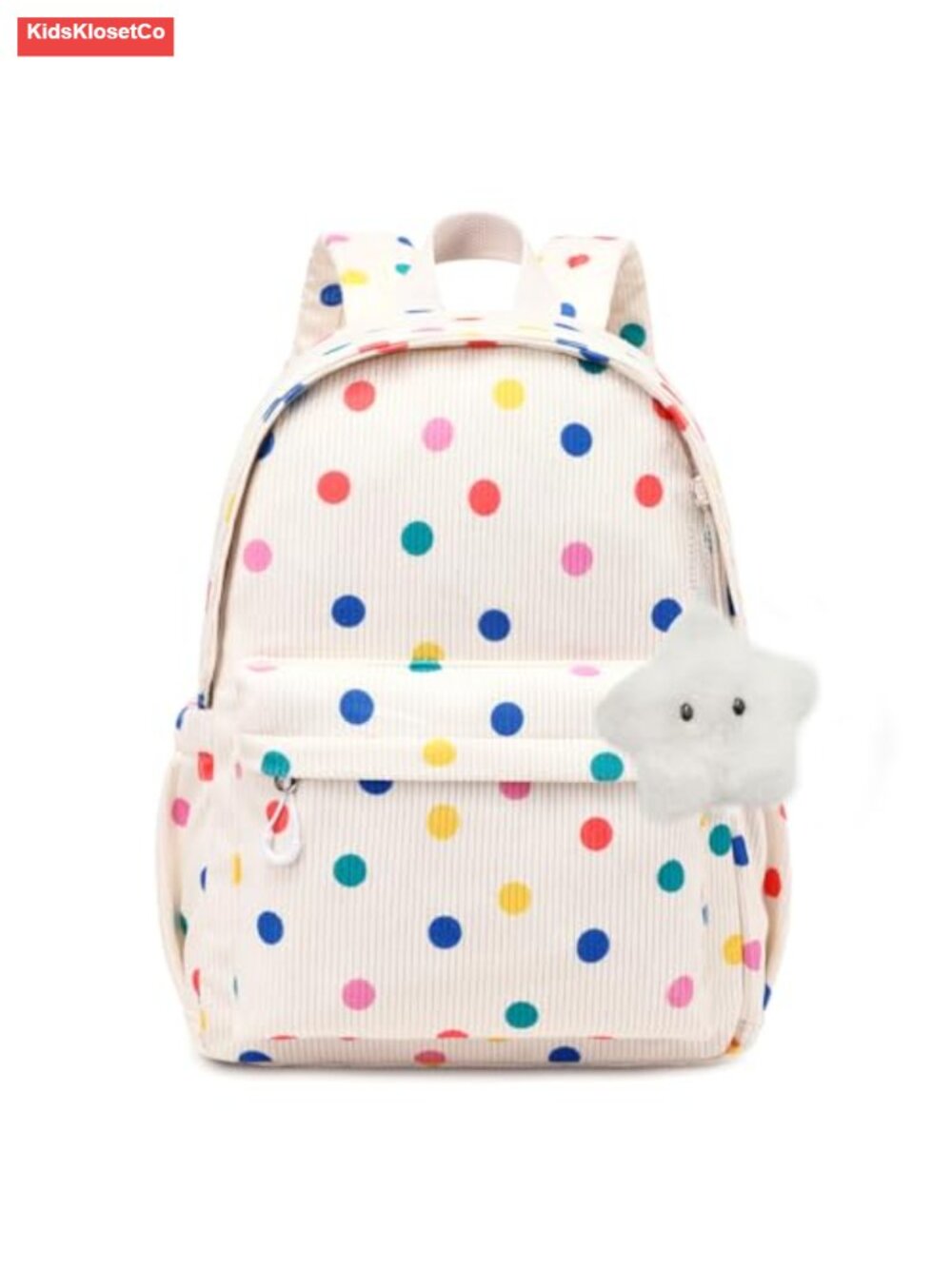 Kids Corduroy Backpack for School, Preschool, Daycare - Polka Dot